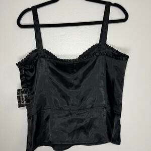 Nicole by Nicole Miller Vintage Reign Women's Black Whimsigoth Ruffled Top